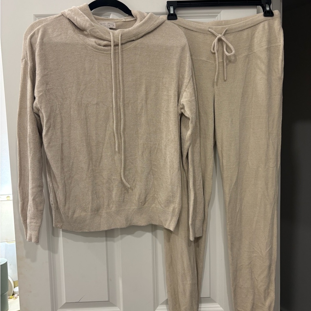 Barefoot Dreams Cozy Cream Hoodie and Jogger Set